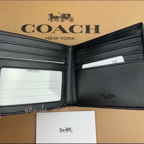 Gift for Him 🎁 Coach Signature Coated Billfold  Men’s Wallet - Picture 5 of 7